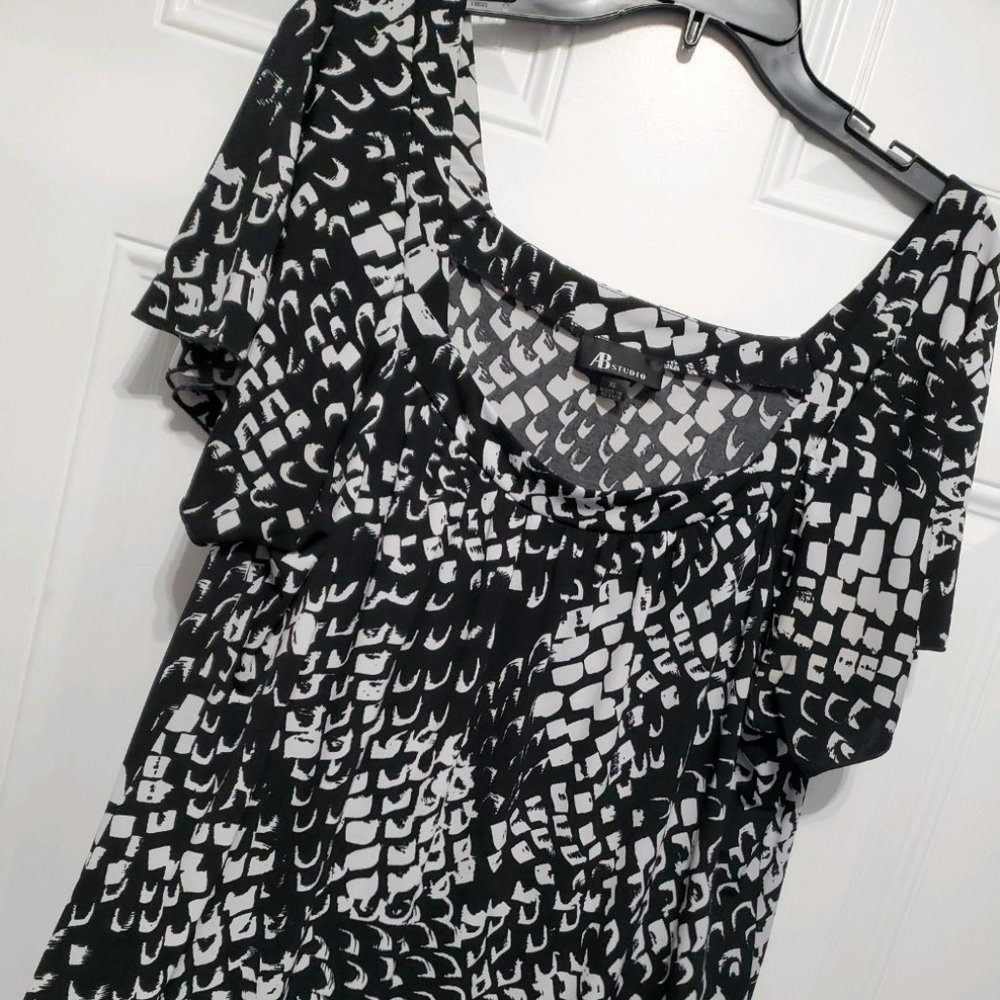 AB Studio Black & White Blouse Size XL